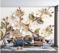 DLERFLOVR Papel Tapiz Fotográfico Ramas De Cerezo En Flor Papel Pintado Sala Escultura De Papel 3D Fondo De Pantalla XXL Moderna Decoración de Pared Para Sala Cuarto Oficina Salón, 250x175cm