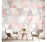 DLERFLOVR Papel Tapiz Mármol Geométrico Fotográfico Patrón De Triángulo Fotomural Decoración De Pared Oro Rosa Papel Pintado de Pared para Baño, Sala de Estar, Dormitorio, 400x280cm