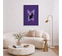 DLERFLOVR Póster Lienzo Mariposa Cielo Estrellado Gato Negro Cartel de la Pared Onírico Y Sanador Arte Mural en Lienzo Decoración la Pared la Sala de Juegos Dormitorio los Niños, 80x120cm Sin Marco