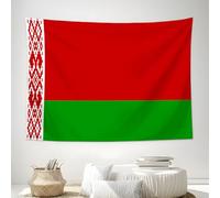 DLERFLOVR Tapices a Parete Decoración Casa Bandera Bielorrusa - 230x180 cm,Tapiz de Pared Herencia Cultural Colgar en la Pared Tela Tapices Decorativo para Habitacion Dormitorio Salon, Rojo Y Verde