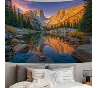 DLERFLOVR Tapices Decorativo Atardecer En Las Montañas Rocosas, 200x150 cm Tapiz de Pared Parque Nacional Colgar de la Pared Decoración de Mural para Habitación, Dormitorio o Dormitorio, Amarillo