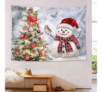 DLERFLOVR Tapiz de Pared Árbol De Navidad Con Muñeco De Nieve Colgante de Pared Elementos Navideños Tapices Decorativos para Fiesta de Sala de Estar, Habitación, Dormitorio, Fiesta - 150x100 cm, Gris