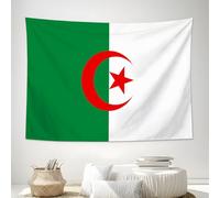 DLERFLOVR Tapiz de Pared Bandera Argelina - Arte Mural Cultura Nacional en Tela - Tapices para Colgar Decorativo de Pared para Sala Dormitorio Sofá Cama de Telón de Fondo, 150x130 cm, Verde
