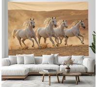DLERFLOVR Tapiz de Pared Caballo Blanco Corriendo En El Desierto - Colgar de Pared - 230x180 cm Tapicería de Tela Salvaje Natural Tapices Decorativo para Habitacion Dormitorio Salon, Amarillo