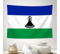 DLERFLOVR Tapiz de Pared Grande 150x130 cm, Tapices de Tela Bandera De Lesotho - Arte Mural Patrimonio Nacional, Tapices Decorativos Artístico para Habitación, Dormitorio, Playa, Verde