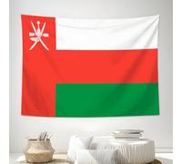 DLERFLOVR Tapiz de Pared Grande 150x130 cm, Tapices de Tela Bandera De Omán - Arte Mural Patrimonio Cultural Nacional, Tapices Decorativos Artístico para Habitación, Dormitorio, Playa, Rojo