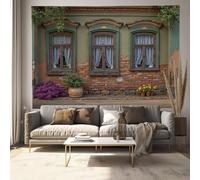 DLERFLOVR Tapiz de Pared Paisaje Urbano Retro Póster de Tapiz Edificios En Ruinas Tapices de Tela Grandes Decoración Pared para Dormitorio Sala de Estar Casa Ufficio, Verde, 230x180 cm