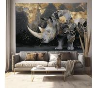 DLERFLOVR Tapiz de Pared Rinoceronte De Lámina De Oro - Colgar de Pared - 230x180 cm Tapicería de Tela Grietas De Mármol Tapices Decorativo para Habitacion Dormitorio Salon, Gris