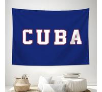 DLERFLOVR Tapiz de Pared Símbolo Cubano Colgar en la Pared Tapicería Cultura Cubana Tela Decoración de Póster para Habitacion Dormitorio Sala de Estar, Azul Marino 150x130 cm