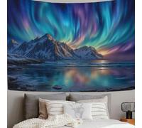 DLERFLOVR Tapiz Decorativo de Apartamento Maravillas Naturales, Tapiz de Pared Auroras Boreales Decoración de pared de Tela para Dormitorio, Sala de Estar, Habitación,100x75 cm, Azul