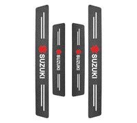 DLGJZS Protectores para Decoración estribos para Suzuki Celerio 2021-2024,Emblema Logo Fibra Carbono Cuero Umbral Puerta de Coche Accesorios carrocería