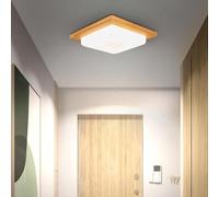 DLGLOLIN Lámpara de techo LED de madera cuadrada para interior de 3000 K, luz cálida, para dormitorio, salón, cocina, comedor, pasillo