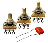 Dlh western 3 ollas de audio de eje corto dividido de 250 K con tapa naranja .022uf para Fender Strat