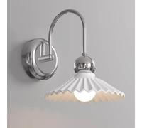 DLHH Aplique de Pared Moderno de cerámica con Rayas Elegantes en Crema, lámpara de Lectura con cableado Fijo para mesita de Noche cromada, Apliques de Metal Elegantes WABI Sabi, accesor