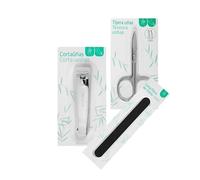 Dliplus Set de Manicura y Pedicura, Cortaúñas para Manos y Pies, Tijera de Uñas Curva, Lima de Fibra de Vidrio, Kit de 3 Piezas