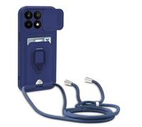 Dllatui Funda Compatible con Xiaomi Poco X6 Pro 5G/Redmi K70E 5G,Cuello Cordón Carcasa Silicona Suave,Ranura con Tarjetas,Carcasa Cubierta cámara Deslizante Proteger, Anillo Soporte (Azul)