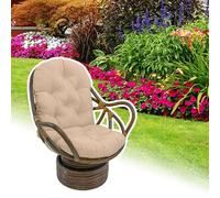 DLLDLGG Cojín Giratorio para Silla Mecedora, Cojín De Poliéster Resistente Al Agua para Silla De Exterior, Cojines Mullidos para Muebles De Patio para Silla De Mimbre Con Esquinas Redondeadas(Khaki,Or