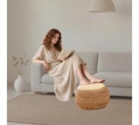 DLLDLGG Otomanas De Exterior para Patio, Reposapiés De Ratán, Puf Tejido A Mano, Muebles Decorativos Multiusos para Sala De Estar, Dormitorio Y Dormitorio(Primary Color,11.8x12.6in)