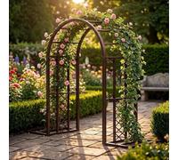 DLLDQBD Robusto arco de rosas de metal para el jardín - Soporte estable para plantas trepadoras, ideal para terraza o camino de jardín, fácil montaje (tamaño: 180 x 230 cm, color: marrón)