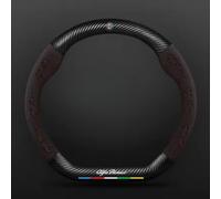 DLLHL Funda Volante para Alfa Romeo Stelvio 2017-2022,Cuero de Nappa Cubierta de Volante Agradable a Tacto Antideslizante Deportivo Duradera Cubre Volante Accesorios Coches Interior,Brown