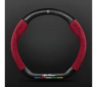 DLLHL Funda Volante para Alfa Romeo Stelvio 2017-2022,Cuero de Nappa Cubierta de Volante Agradable a Tacto Antideslizante Deportivo Duradera Cubre Volante Accesorios Coches Interior,Red