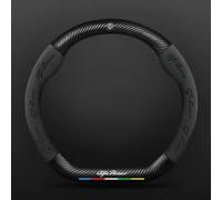 DLLHL Funda Volante para Alfa Romeo Stelvio 2017-2022,Cuero de Nappa Cubierta de Volante Agradable a Tacto Antideslizante Deportivo Duradera Cubre Volante Accesorios Coches Interior,Black