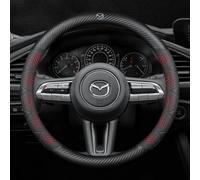 DLLHL Funda Volante para Mazda CX-30 2019-2024 2025,Cuero de Nappa Cubierta de Volante Agradable a Tacto Antideslizante Deportivo Duradera Cubre Volante Accesorios Coches Interior,Red