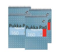 DLM Direct Pukka Pad - Bloc de notas de reportero, cuaderno de papel azul metálico de 80 g/m², 160 páginas, bloc de escritura rayado universitario, hojas perforadas, bloc de notas para oficina