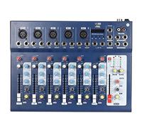 DLOETT F7-USB - Mezclador de sonido de línea de micrófono de 7 canales con entrada USB de 48 V Phantom Power ecualizador de 3 bandas