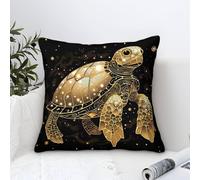 DLONIRPEX Arte de la Tortuga Dorada Fundas Cojines Decorativa Juego De 1 Funda De Almohada Funda De Cojín 3D con Fundas De Cojín Decorativas 45x45cm