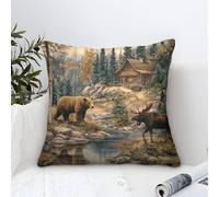 DLONIRPEX Escena de Vida Silvestre Fundas Cojines Decorativa Juego De 1 Funda De Almohada Funda De Cojín 3D Mejor Amigo 50x50cm