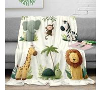 DLONIRPEX Estampado 3D Baby Animals Manta de Viaje Microfibra Ropa de Cama Anti-Bolitas Dibujo Animado Jungle Theme Manta de Viaje compacta para jóvenes en Vacaciones 70×80inch(180x200cm)