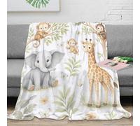 DLONIRPEX Estampado 3D Baby Jungle Animals frazada Microfibra Ropa de Cama Lavable en Lavadora Dibujo Animado sa Plaid de frazada Suave para Regalos para familias con niños 60x80inch(150x200cm)