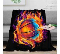 DLONIRPEX Estampado 3D Basketball-Flame-Arte Manta de Cama Microfibra Ropa de Cama Anti-Bolitas Vibrant-Fire Plaid de Cama Suave para jóvenes Solteros 80×90inch(200x230cm)