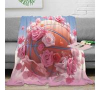 DLONIRPEX Estampado 3D Basketball Flowers Plaid Microfibra Ropa de Cama Anti-Bolitas Romantic Floral de Manta para Aire Acondicionado Suave para Regalos para Casas Nuevas 40x50inch(100x130cm)