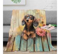DLONIRPEX Estampado 3D Bonito Dachshund Manta de Cama Microfibra Ropa de Cama esponjosa y cálida arteistic Pintura Manta de sofá Lavable para Regalos de Bienvenida a casa 40x50inch(100x130cm)