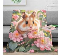 DLONIRPEX Estampado 3D Bonito Hamster Manta de Oficina Microfibra Ropa de Cama Transpirable Floral Garden Scene Plaid de Oficina Anti-Bolitas para Regalos para colegas 50x60inch(127x152cm)