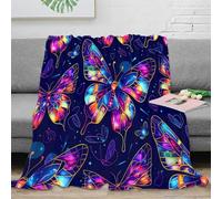 DLONIRPEX Estampado 3D Butterfly Design Manta de Cama Microfibra Ropa de Cama compacta Stained Glass Manta de habitación Suave para Estudiantes en dormitorios 60x80inch(150x200cm)