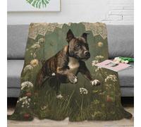 DLONIRPEX Estampado 3D Cachorro Running frazada Microfibra Ropa de Cama Transpirable Vintage Garden Scene Plaid de frazada Suave para Regalos para Amantes del Confort 60x80inch(150x200cm)