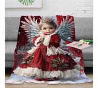 DLONIRPEX Estampado 3D Christmas Angel Manta de Oficina Microfibra Ropa de Cama Transpirable Festive Holiday Arte Plaid de Oficina Anti-Bolitas para Regalos para colegas 50x60inch(127x152cm)