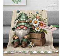 DLONIRPEX Estampado 3D Garden GNOME Manta de Siesta Microfibra Ropa de Cama Suave Dibujo Animado Whimsical Plaid de Oficina Anti-Bolitas para recién licenciados en Trabajo 80×90inch(200x230cm)