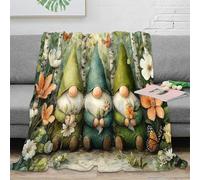 DLONIRPEX Estampado 3D GNOME Garden Scene Manta Microfibra Ropa de Cama Lavable y Anti-Bolitas Whimsical Woodland Manta de Descanso Suave y cálida para Relax Diario 70×80inch(180x200cm)