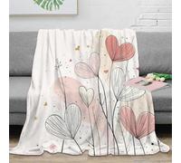 DLONIRPEX Estampado 3D hearte-Shaped Flowers Manta para Ropa de Cama no desprende Pelusa Romantic ilustr Manta versátil Anti-Bolitas para Regalos para Cualquier ocasión 50x60inch(127x152cm)