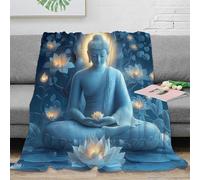 DLONIRPEX Estampado 3D Meditation Scene Manta de Viaje Microfibra Ropa de Cama Anti-Bolitas Spiritual Serene Manta de Viaje compacta para Regalos para viajeros 50x60inch(127x152cm)