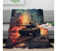 DLONIRPEX Estampado 3D Military Tank Scene Manta para Aire Acondicionado Ropa de Cama Anti-Bolitas Urban Warfare Arte Plaid para Aire Acondicionado Suave y Esponjoso para Verano 60x80inch(150x200cm)