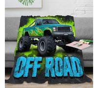 DLONIRPEX Estampado 3D Off-Road Truck Manta de Siesta Microfibra Ropa de Cama Lavable Custom Flame Design Manta de Oficina Suave para jóvenes Trabajadores en teletrabajo 80×90inch(200x230cm)