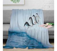 DLONIRPEX Estampado 3D Penguins Jumping frazada Microfibra Ropa de Cama Suave y cálida Antarctic Wildlife s Plaid de frazada no desprende Pelusa para jóvenes Amantes del Confort 40x50inch(100x130cm)