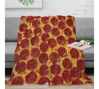 DLONIRPEX Estampado 3D Pepperoni Pizza Manta térmica Microfibra Ropa de Cama Transpirable Italian- Food frazada Suave y cálida no desprende Pelusa para Invierno 50x60inch(127x152cm)