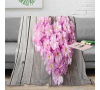 DLONIRPEX Estampado 3D Pink Flowers Manta de Cama Microfibra Ropa de Cama Anti-Bolitas Romantic Floral Design Plaid de Cama Esponjoso y cálido Lavable para Noches 70×80inch(180x200cm)