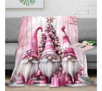 DLONIRPEX Estampado 3D Pink GNOME Decor Manta de Oficina Microfibra Ropa de Cama cálida y Suave Christmas Whimsical Manta de Viaje compacta Anti-Bolitas para Uso versátil 60x80inch(150x200cm)